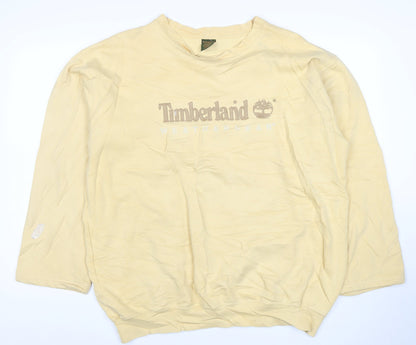Timberland Women Beige Crew Neck Pullover Sweatshirt L Cotton Blend