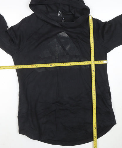 Adidas Womens Black Long Sleeve Hooded Pullover Sweatshirt Size L 16-18