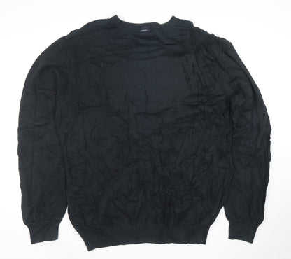 Nautica Men's Black Cotton V-Neck Jumper XXL Classic Knit