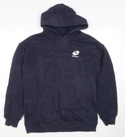 Lotto Men's Blue Pullover Hoodie M Regular Fit Fleece Sportswear