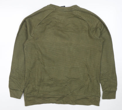 Nike Men's Green Pullover Sweatshirt M Regular Fit Crew Neck