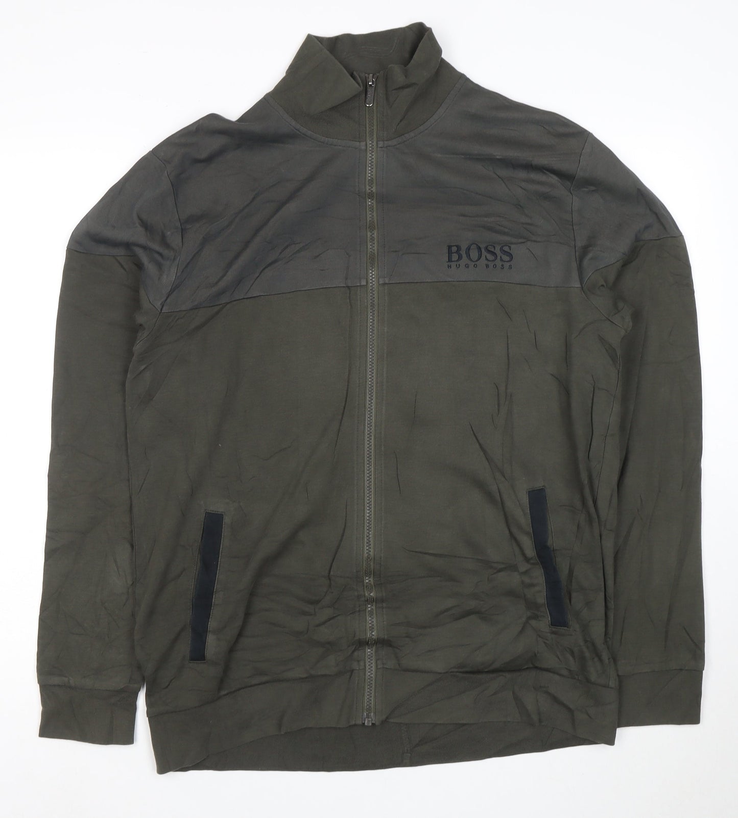 Hugo Boss Men's Green Full Zip Sweatshirt Size L Regular Fit