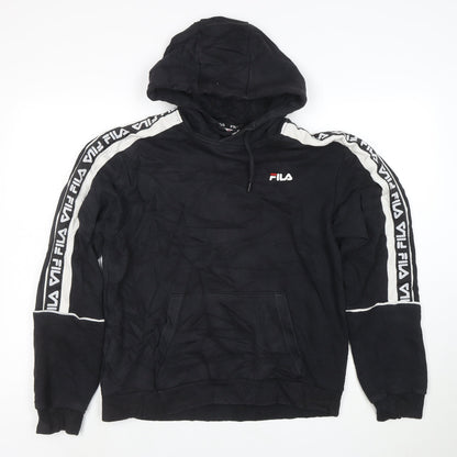 Fila Men's Black Hoodie Small Pullover Logo Cotton Blend Sportswear