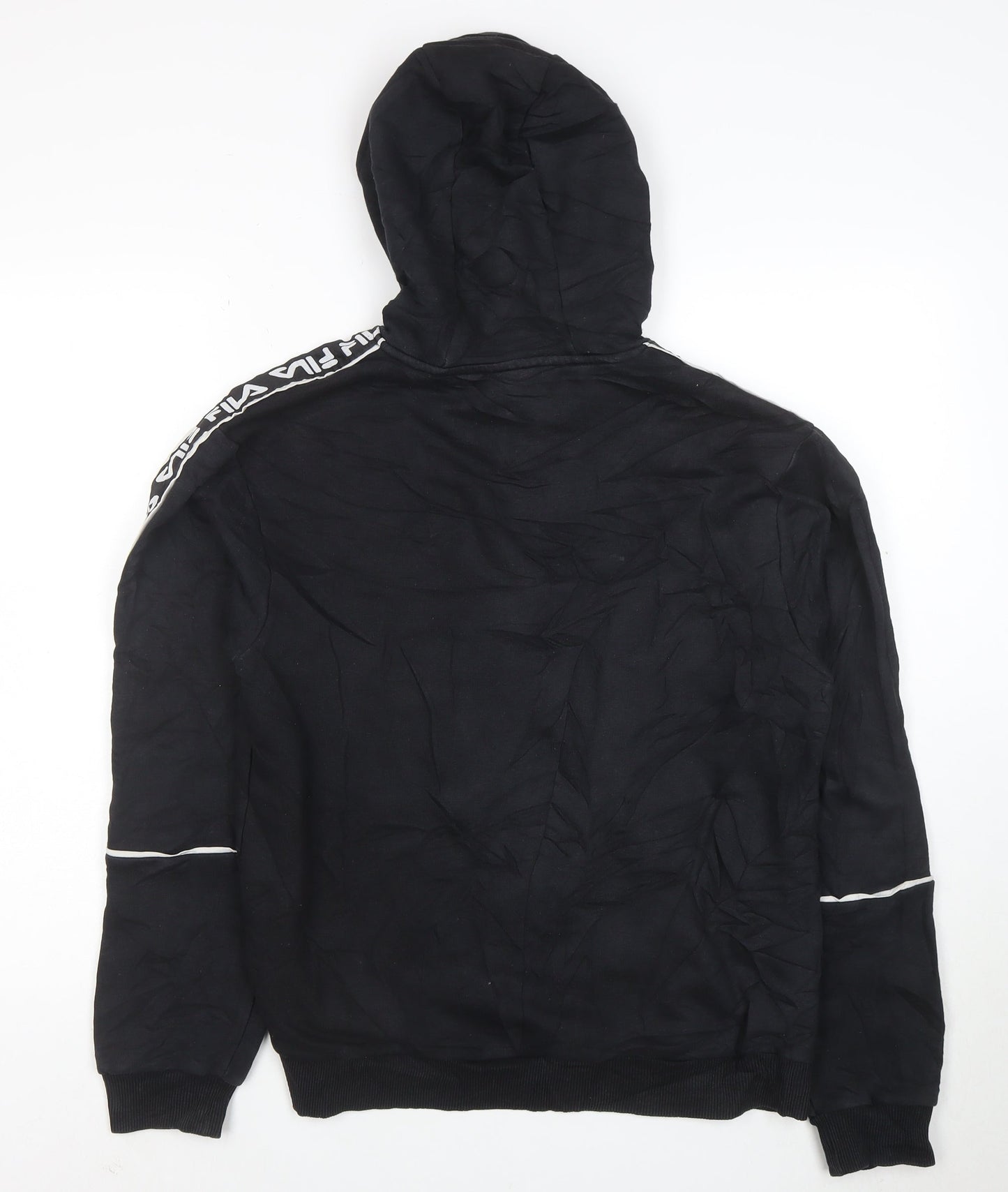Fila Men's Black Hoodie Small Pullover Logo Cotton Blend Sportswear