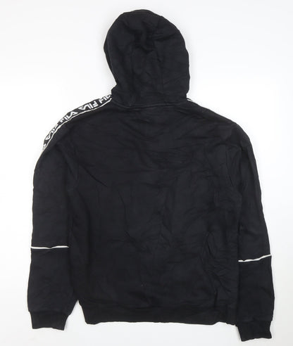 Fila Men's Black Hoodie Small Pullover Logo Cotton Blend Sportswear