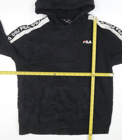 Fila Men's Black Hoodie Small Pullover Logo Cotton Blend Sportswear