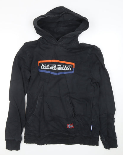 Napapijri Men's Black Logo Pullover Hoodie Size S