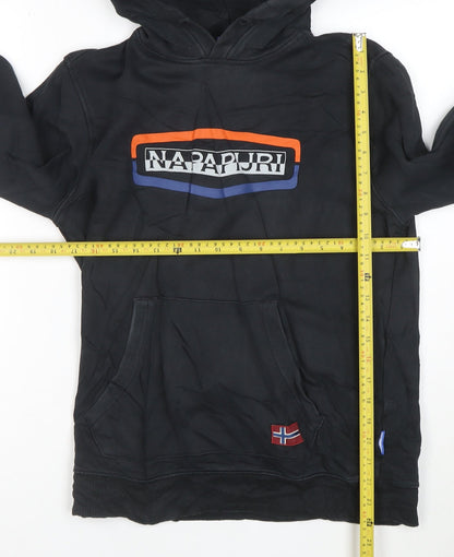 Napapijri Men's Black Logo Pullover Hoodie Size S