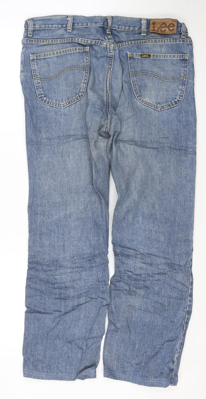 Lee Men’s Blue Denim Straight Fit Jeans 38x32 Regular Mid Rise