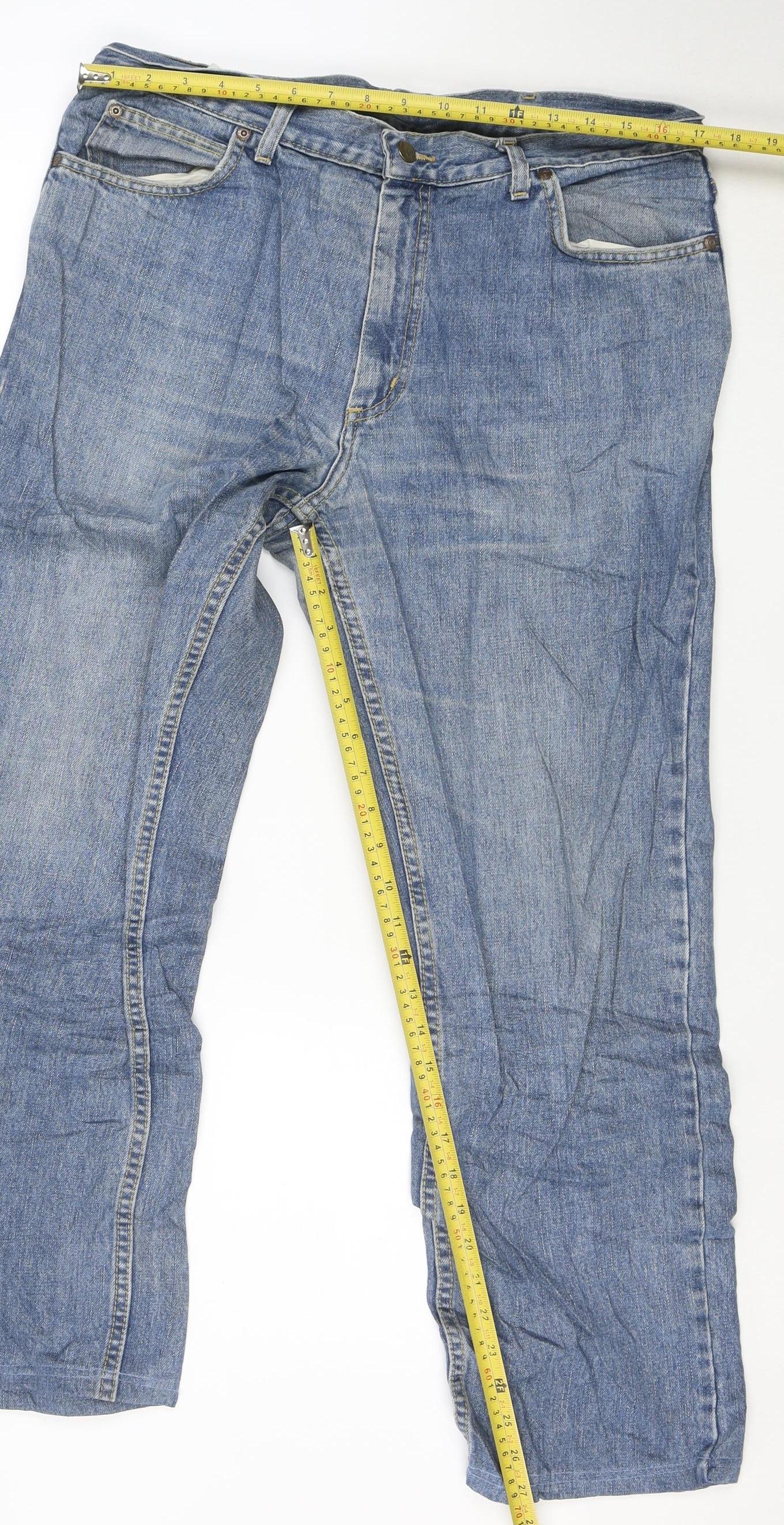 Lee Men’s Blue Denim Straight Fit Jeans 38x32 Regular Mid Rise