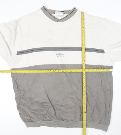 Umbro Men’s Grey Colour Block V-Neck Long Sleeve Sweatshirt L