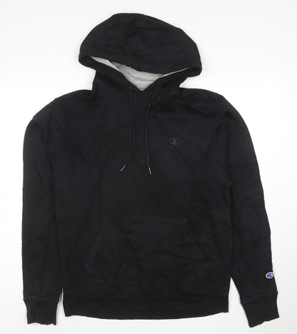 Champion Men's Black Pullover Hoodie Medium Fleece Sweatshirt