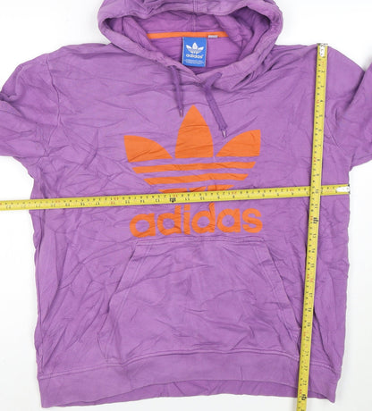 Adidas Men's Purple Pullover Hoodie L Sports Logo Cotton