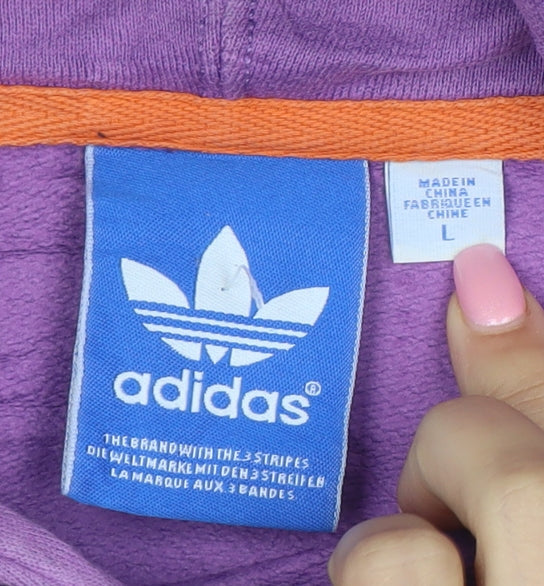 Adidas Men's Purple Pullover Hoodie L Sports Logo Cotton