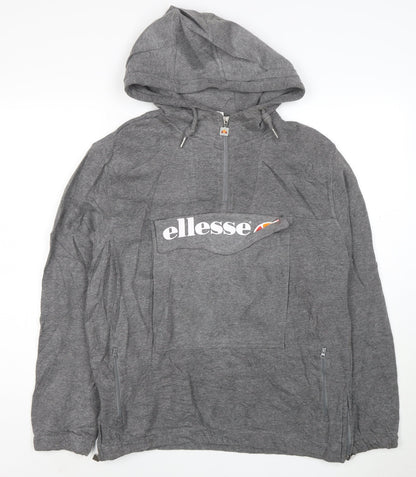 Ellesse Womens Grey 1/2 Zip Hoodie Size 10 Pullover Sweatshirt