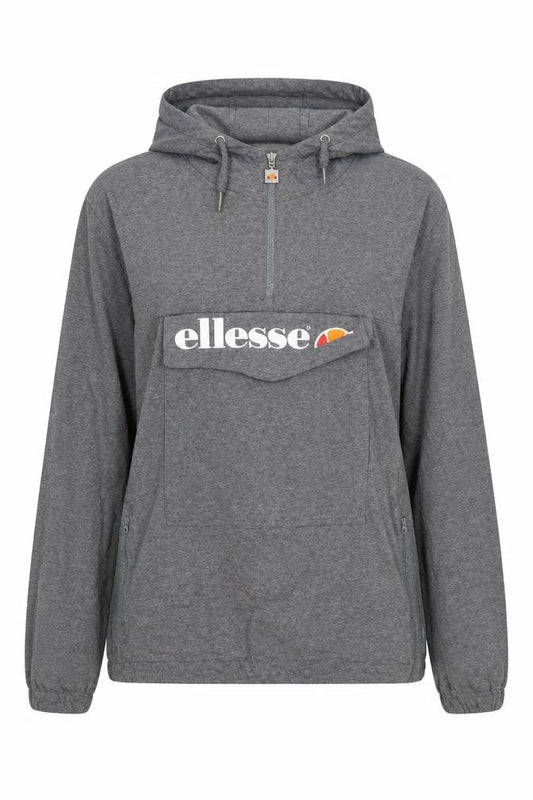 Front view of Ellesse women’s grey 1/2 zip hoodie, size UK 10, pullover sweatshirt