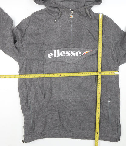 Ellesse Womens Grey 1/2 Zip Hoodie Size 10 Pullover Sweatshirt