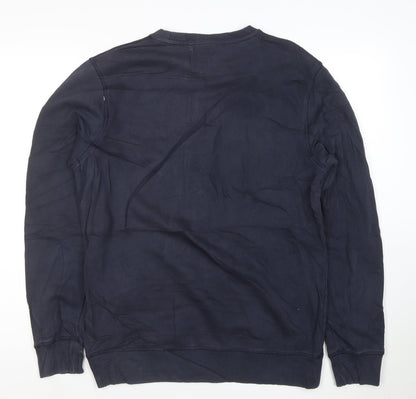 Napapijri Men’s Blue Logo Crew Neck Pullover Sweatshirt M