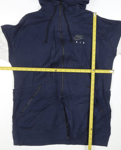 Nike Men Blue Full Zip Hoodie L Sportswear Cotton Blend