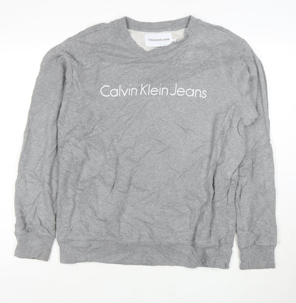 Calvin Klein Jeans Men's Grey Crew Neck Pullover Sweatshirt L