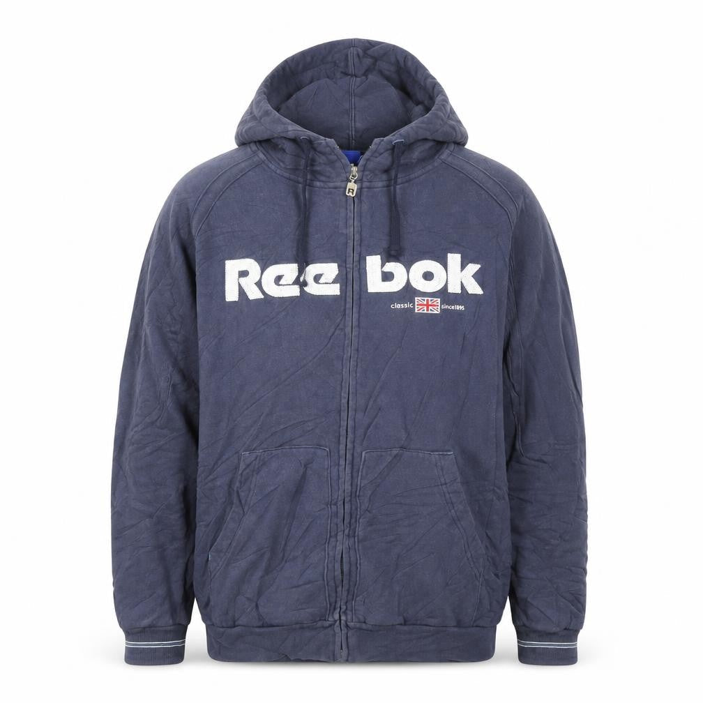 Reebok Men Blue Full Zip Hoodie M Classic Logo Sportswear