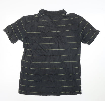 Carhartt Men's Black XL Striped Cotton Short Sleeve Polo Shirt