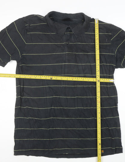 Carhartt Men's Black XL Striped Cotton Short Sleeve Polo Shirt