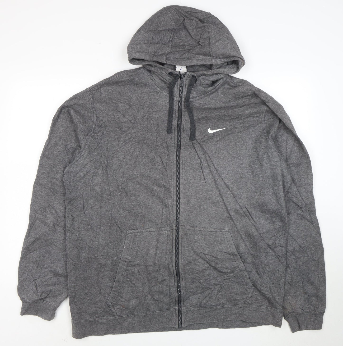 Nike Men's Grey Full Zip Hoodie XL Fleece Sports Sweatshirt