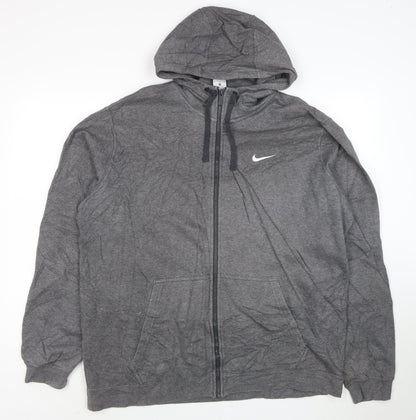 Nike Men's Grey Full Zip Hoodie XL Fleece Sports Sweatshirt
