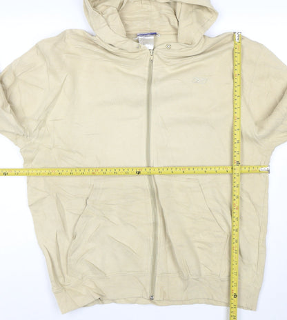 Reebok Mens Beige Full Zip Hoodie L Lightweight Sportswear