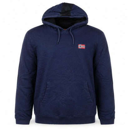 Napapijri Men Blue Pullover Hoodie L Logo Outdoor Cotton Blend