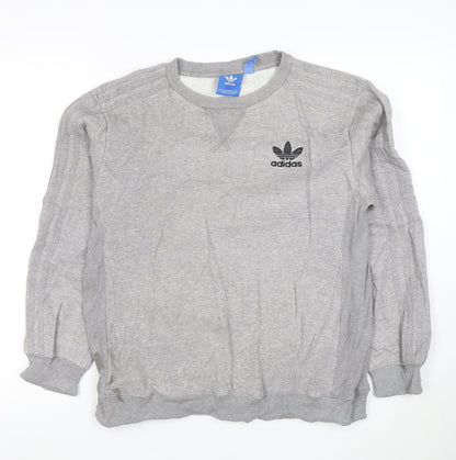 Adidas Mens Grey Crew Neck Logo Sweatshirt Size M Regular Fit