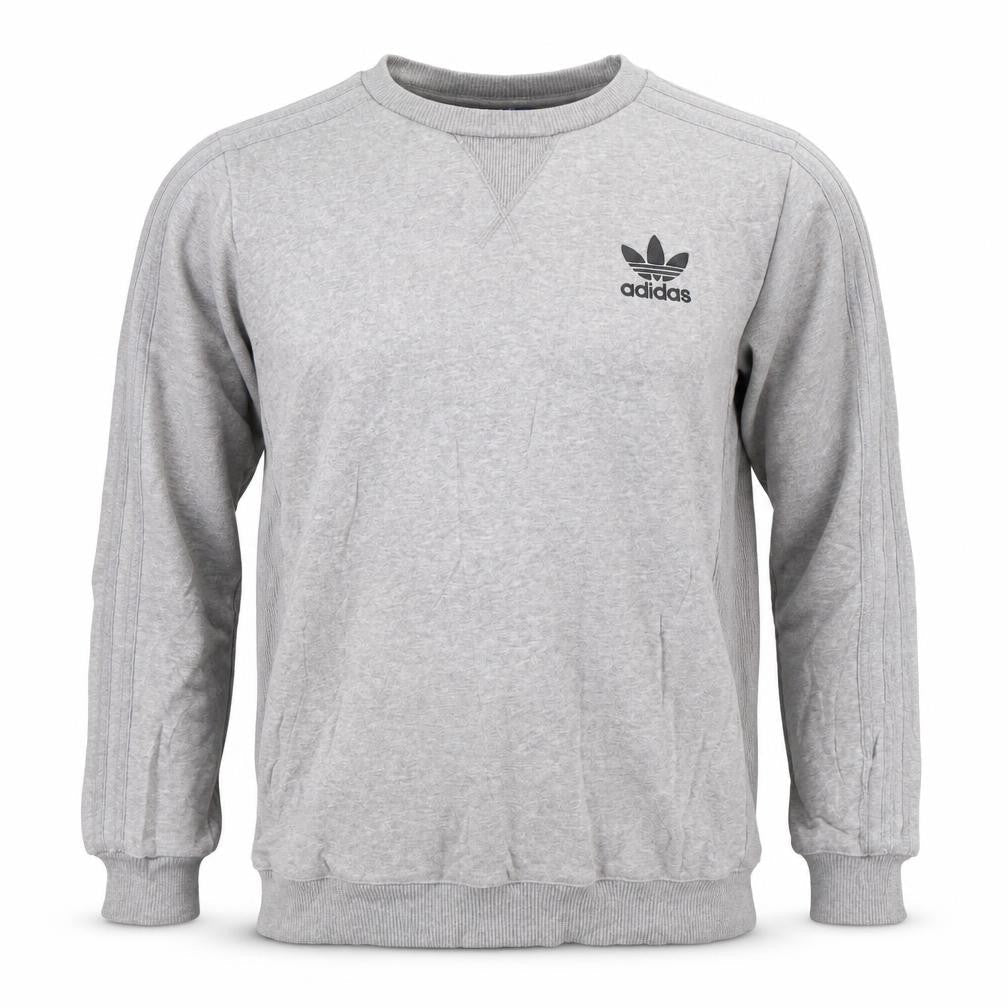 Adidas Mens Grey Crew Neck Logo Sweatshirt Size M Regular Fit