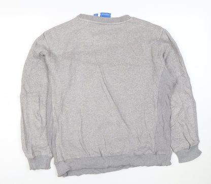 Adidas Mens Grey Crew Neck Logo Sweatshirt Size M Regular Fit