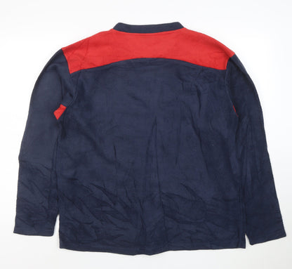 Umbro Mens Blue Red Fleece Pullover Sweatshirt Size M Long Sleeve