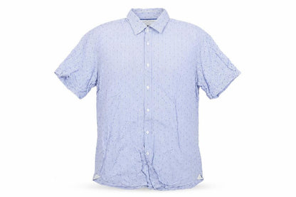 BOSS Hugo Boss Men's Blue Striped Regular Fit Cotton Short Sleeve Shirt XL