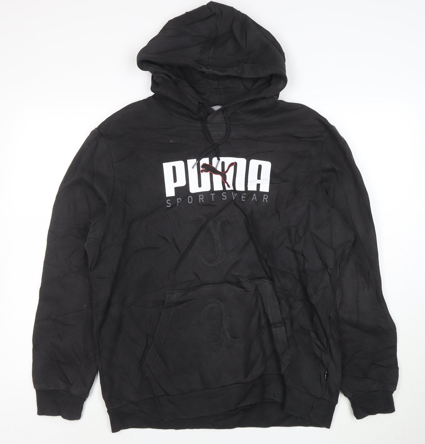 Puma Men's Black Pullover Hoodie L Sportswear Graphic Fleece