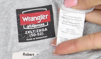 Wrangler Men's Grey 2XL Regular Fit Crew Neck Cotton T-Shirt