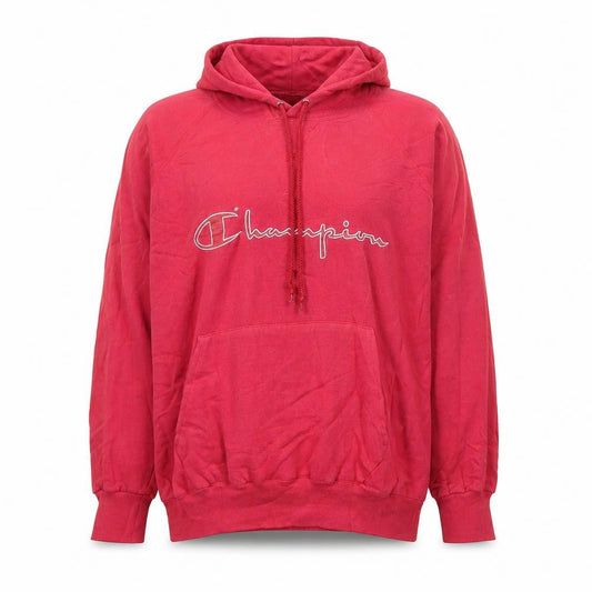 Champion Women Large Pink Pullover Hoodie Cotton Blend Logo Sweatshirt