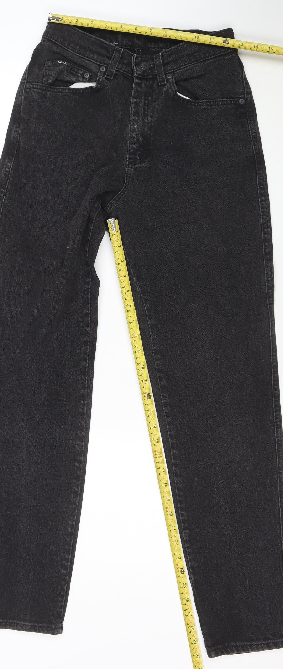 Lee Womens Black Mid Rise Straight Leg Vintage Denim Jeans Size 8