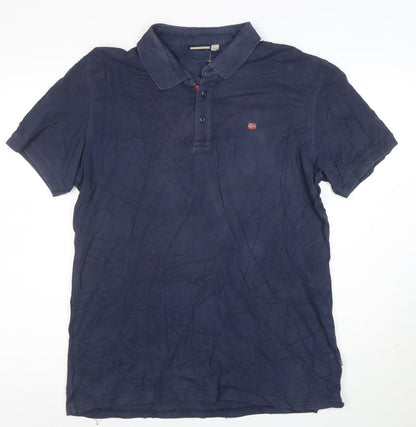 Napapijri Men's Navy Blue XL Cotton Polo Shirt