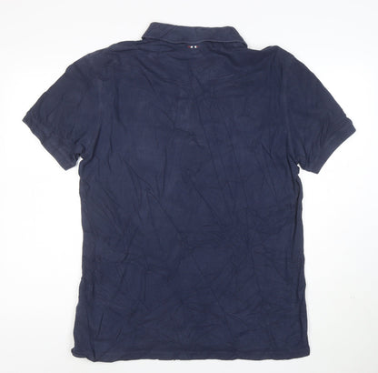 Napapijri Men's Navy Blue XL Cotton Polo Shirt