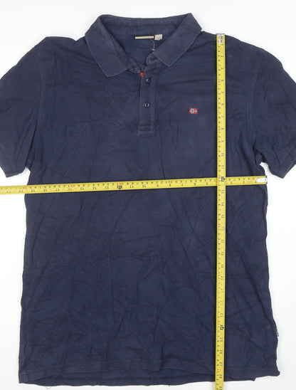 Napapijri Men's Navy Blue XL Cotton Polo Shirt
