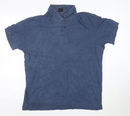 Hugo Boss Mens Blue Pima Cotton Short Sleeve Polo Shirt Size L