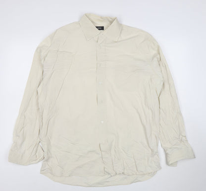 Hugo Boss Men’s Ivory Cotton Long Sleeve 42 Button-Up Shirt