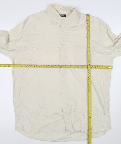 Hugo Boss Men’s Ivory Cotton Long Sleeve 42 Button-Up Shirt