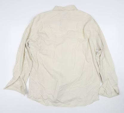 Hugo Boss Men’s Ivory Cotton Long Sleeve 42 Button-Up Shirt