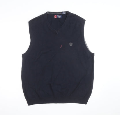 Chaps Men's Blue Cotton V-Neck Sleeveless Vest Jumper M