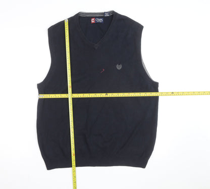 Chaps Men's Blue Cotton V-Neck Sleeveless Vest Jumper M