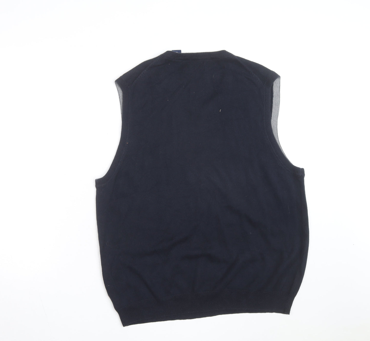 Chaps Men's Blue Cotton V-Neck Sleeveless Vest Jumper M